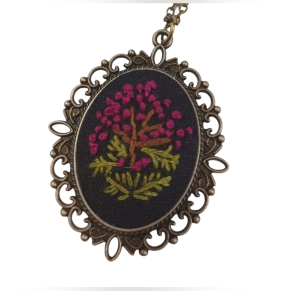 Handmade Embroidered Pendant Necklace